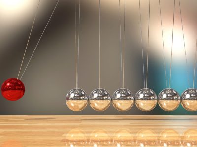 Balancing ball Newton's cradle pendulum, 3D Rendering